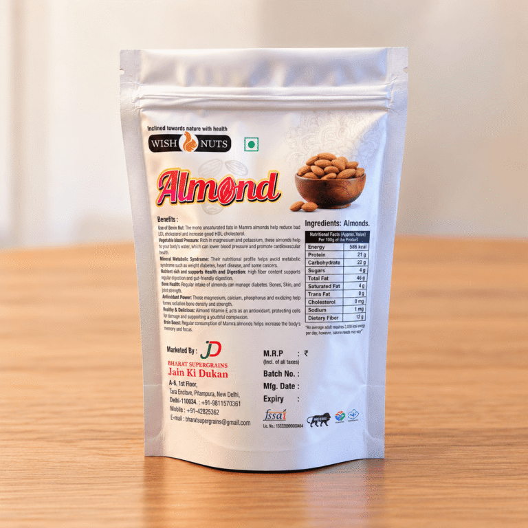 almond pouch back label product photo