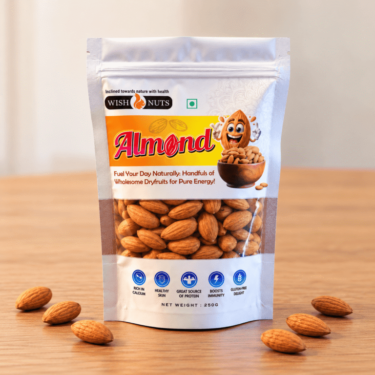 almond snack pouch product display